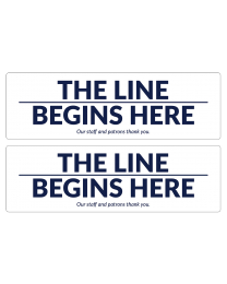 17" x 5.25" The Line Begins floor decals to indicate where customers should stand for a line.