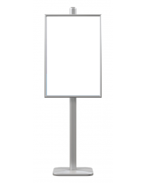2-sided, 6 feet tall, round base, silver poster stand