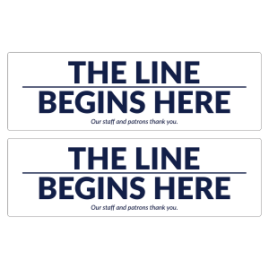"The Line Begins Here" 17" x 5.25" Floor Decals (10/Pack)
